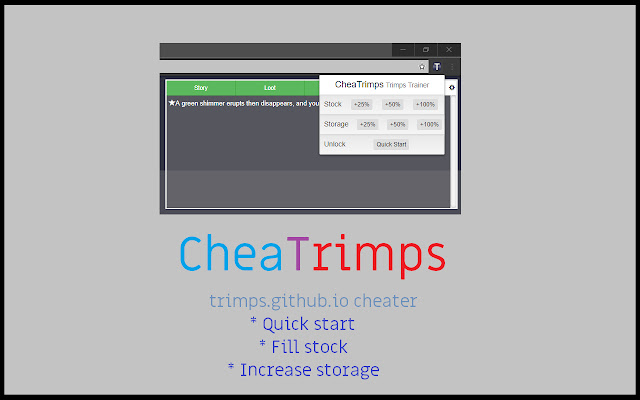 [Beta] CheaTrimps Trimps Trainer  from Chrome web store to be run with OffiDocs Chromium online